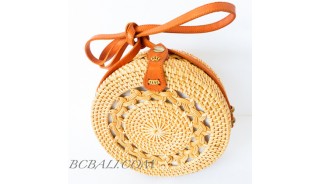 Best Quality Balinese Bags Circle Round Rattan Braid Motif Handwoven 